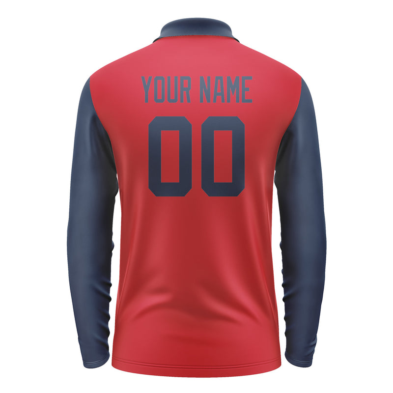 Custom Red Blue Long Sleeve Polo Shirt Pl141010B110