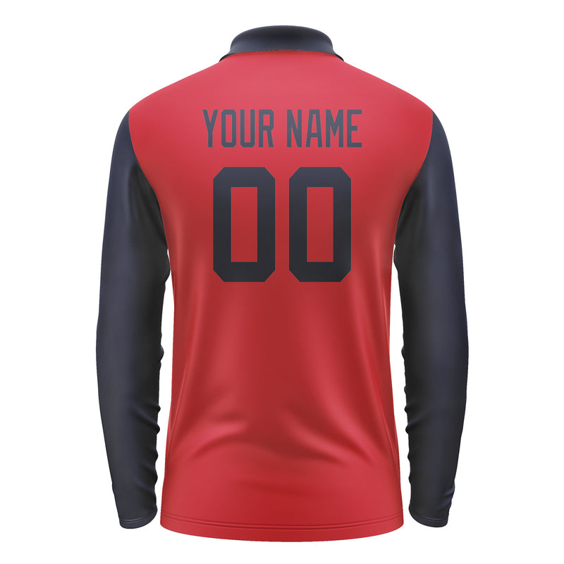 Custom Red Navy Long Sleeve Polo Shirt Pl141111B111