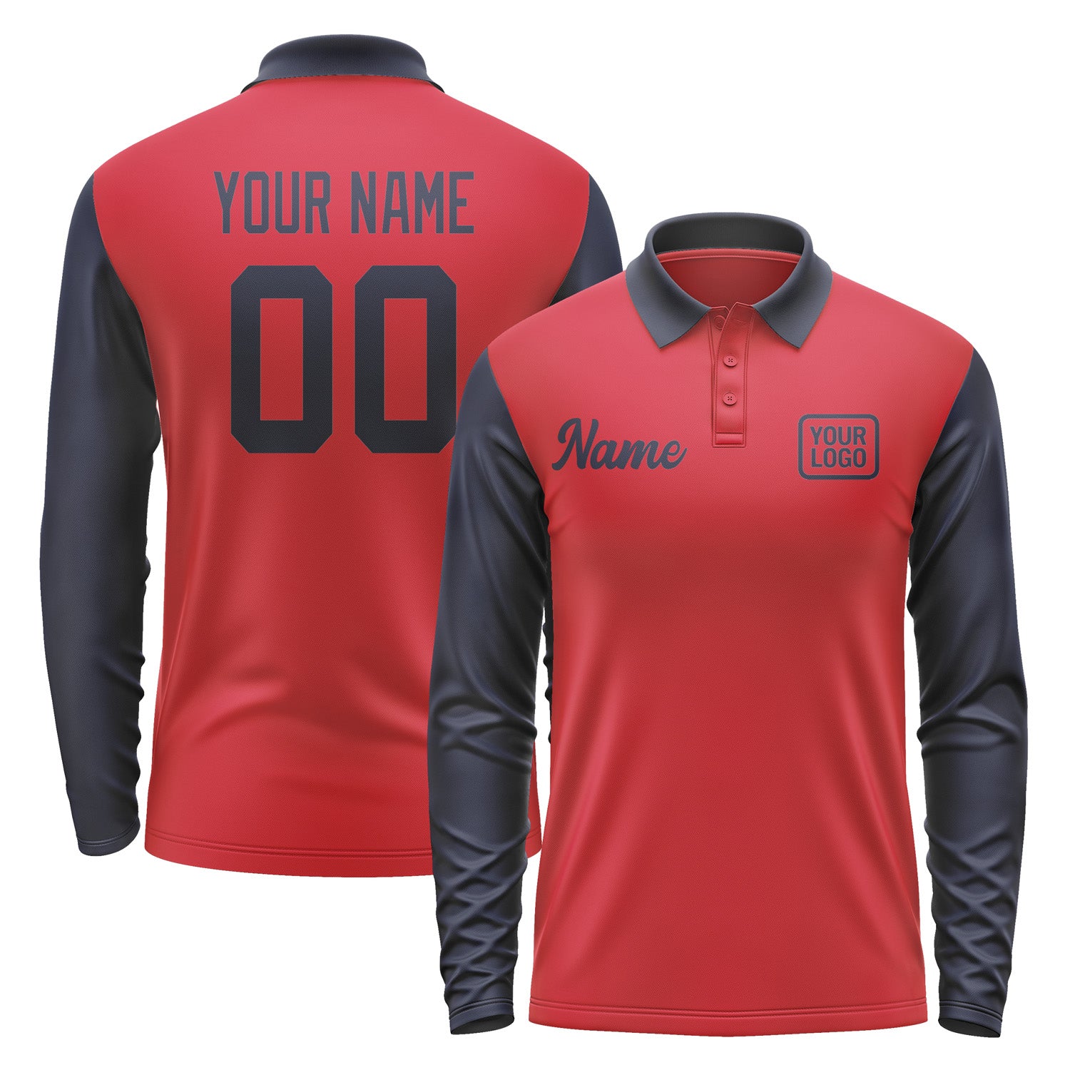 Custom Red Navy Long Sleeve Polo Shirt Pl141111B111