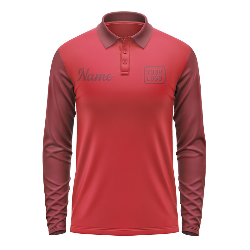 Custom Red Crimson Red Long Sleeve Polo Shirt Pl141515B115