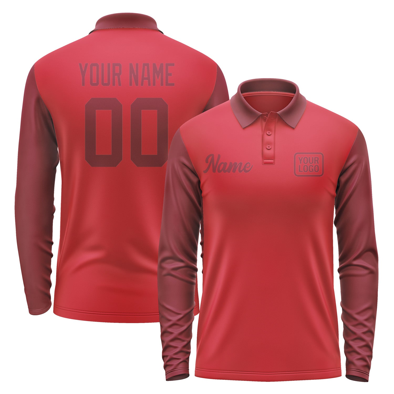 Custom Red Crimson Red Long Sleeve Polo Shirt Pl141515B115
