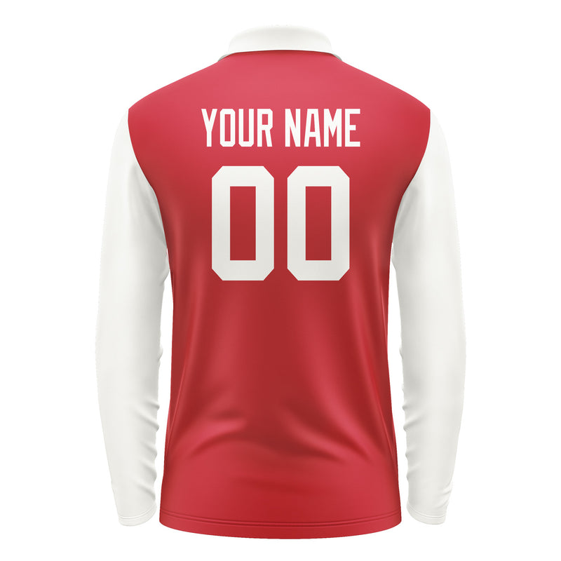 Custom Red White Long Sleeve Polo Shirt Pl141818B118