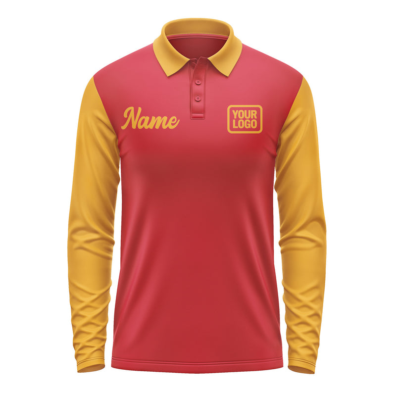 Custom Red Yellow Long Sleeve Polo Shirt Pl141919B119