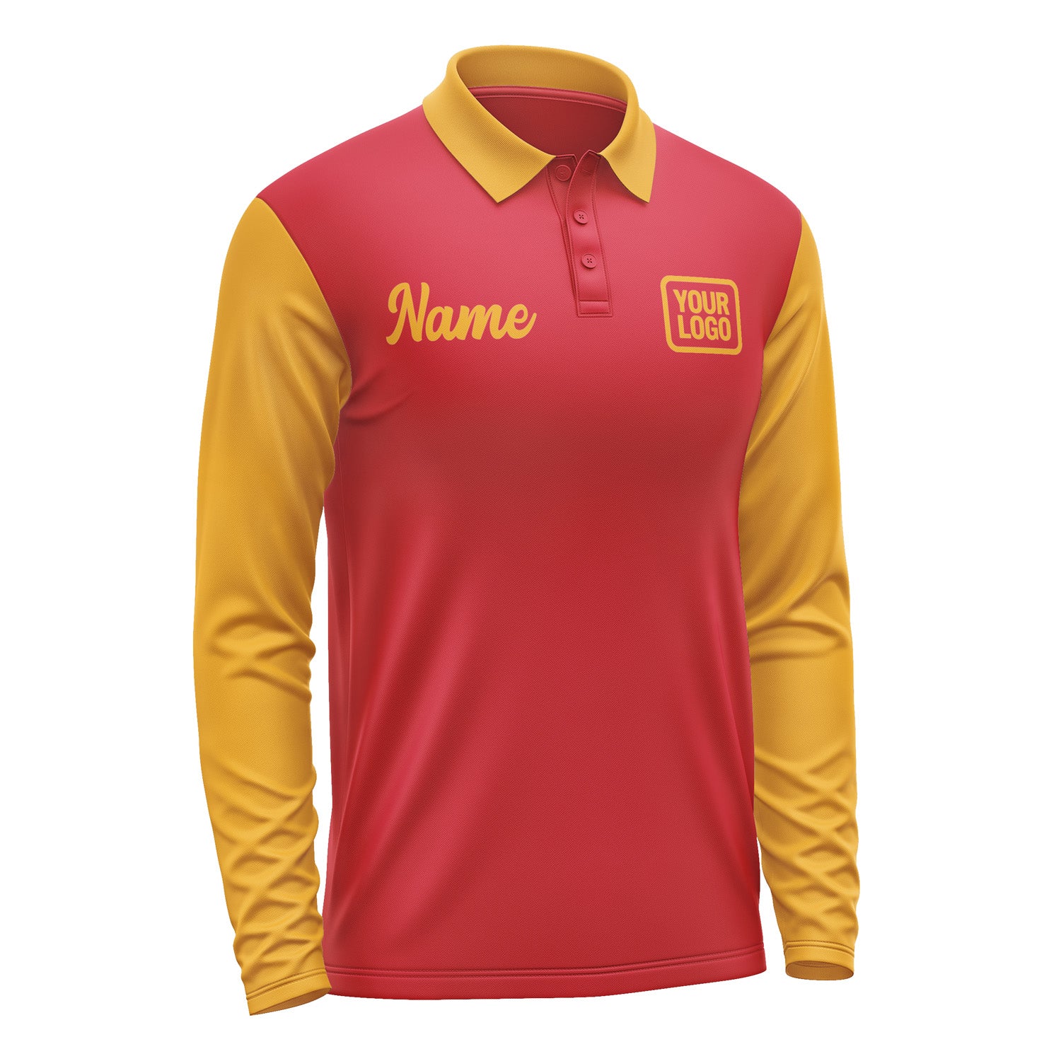 Custom Red Yellow Long Sleeve Polo Shirt Pl141919B119