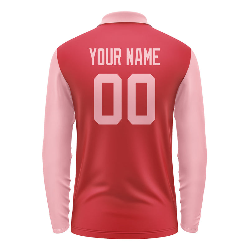 Custom Red Light Pink Long Sleeve Polo Shirt Pl142121B121