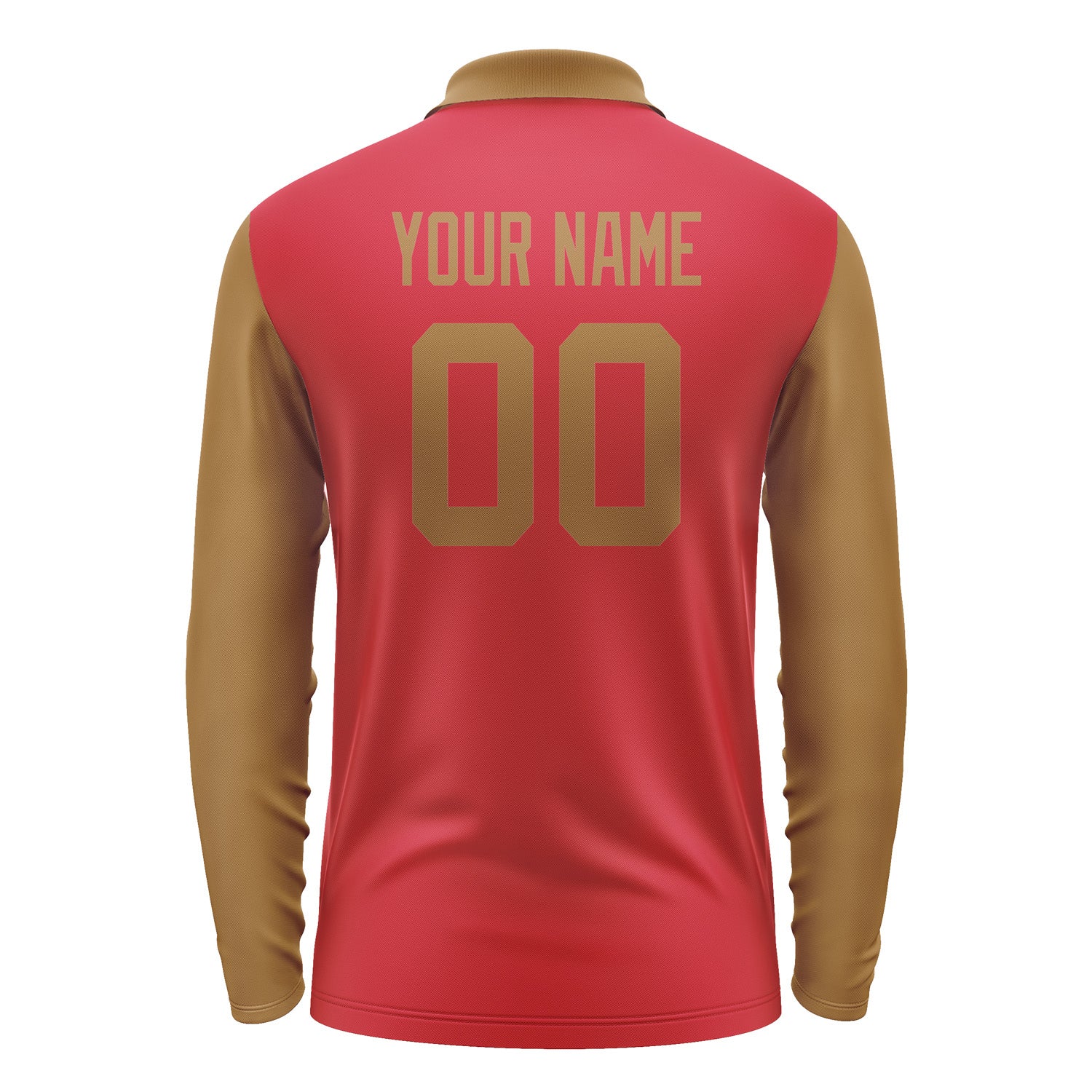 Custom Red Khaki Long Sleeve Polo Shirt Pl142222B122