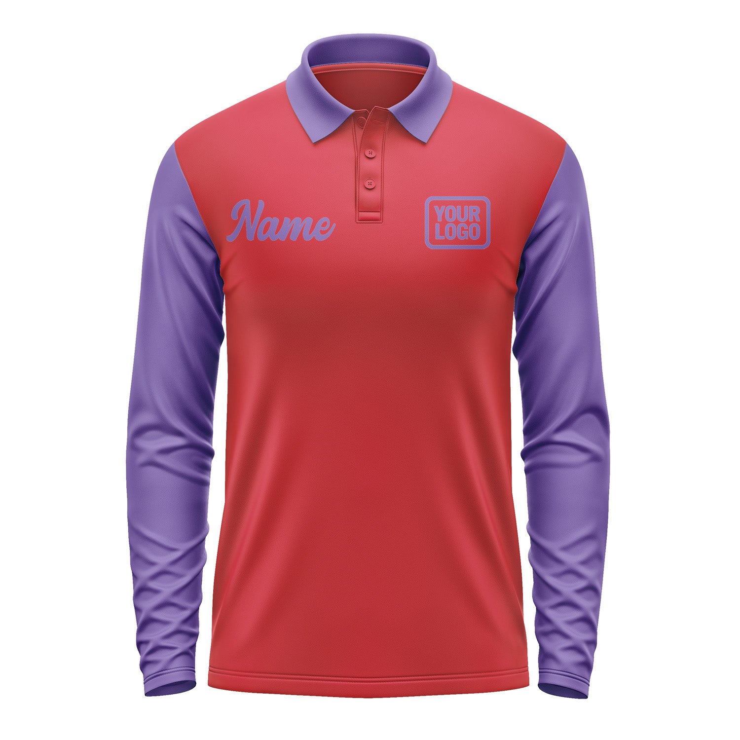 Custom Red Light Purple Long Sleeve Polo Shirt Pl142323B123