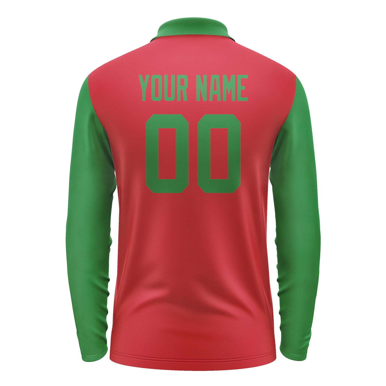 Custom Red Emerald Green Long Sleeve Polo Shirt Pl142424B124