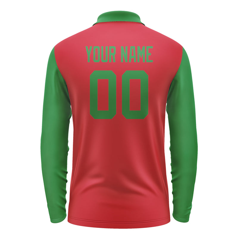 Custom Red Emerald Green Long Sleeve Polo Shirt Pl142424B124