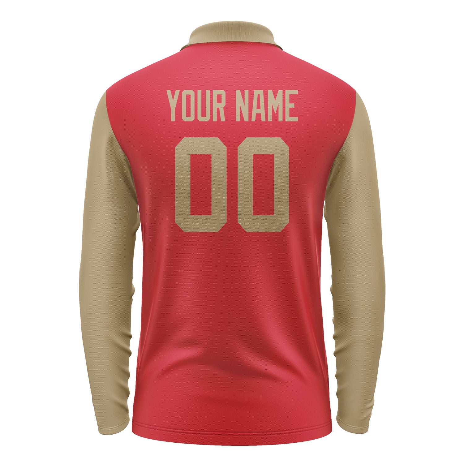 Custom Red Light Khaki Long Sleeve Polo Shirt Pl142525B125