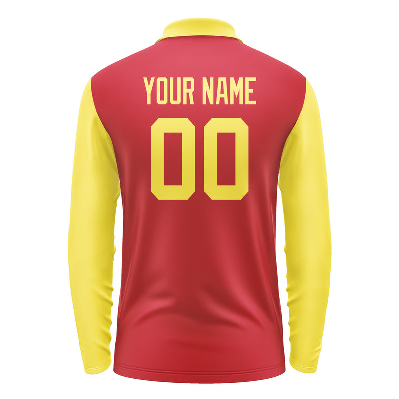 Custom Red Light Yellow Long Sleeve Polo Shirt Pl142626B126