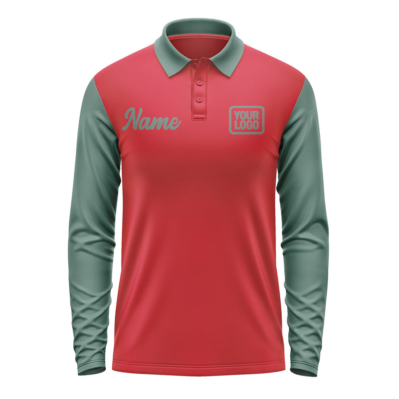 Custom Red Blue Green Long Sleeve Polo Shirt Pl142727B127