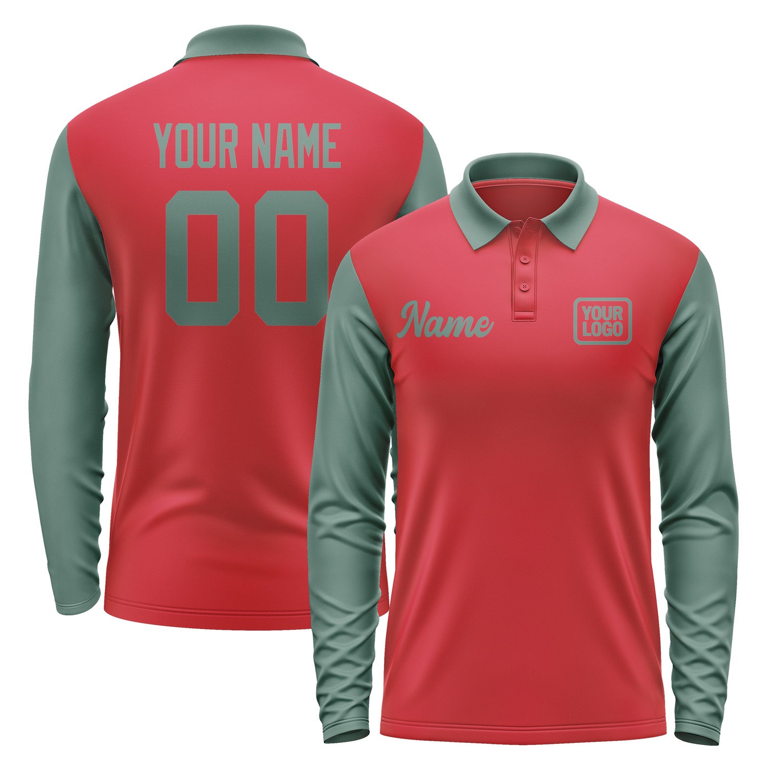 Custom Red Blue Green Long Sleeve Polo Shirt Pl142727B127