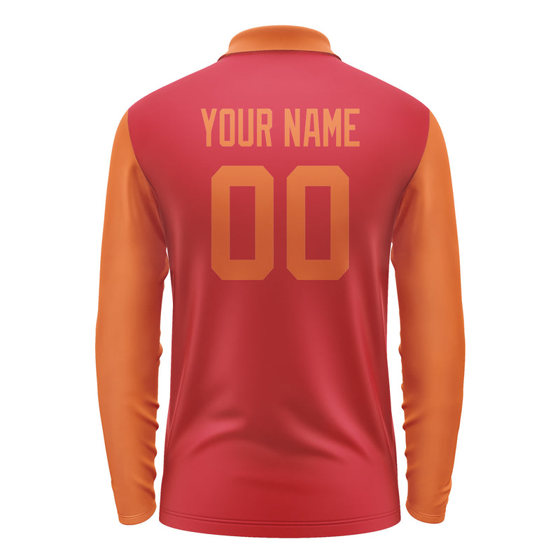 Custom Red Orange Long Sleeve Polo Shirt Pl142828B128