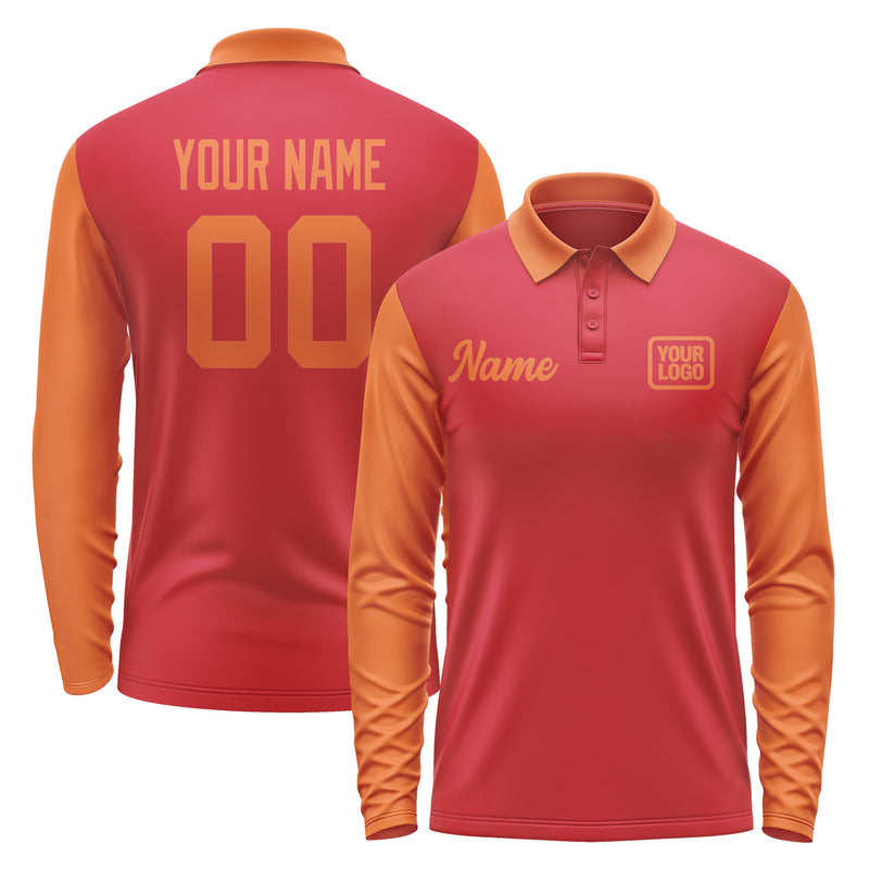 Custom Red Orange Long Sleeve Polo Shirt Pl142828B128