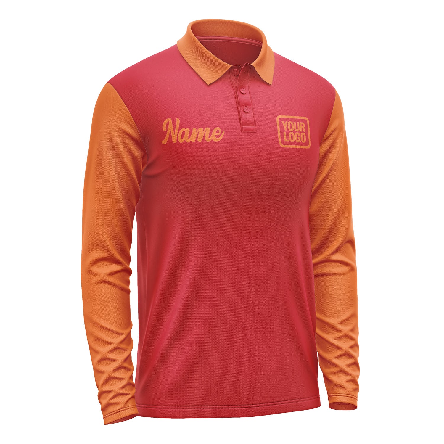 Custom Red Orange Long Sleeve Polo Shirt Pl142828B128