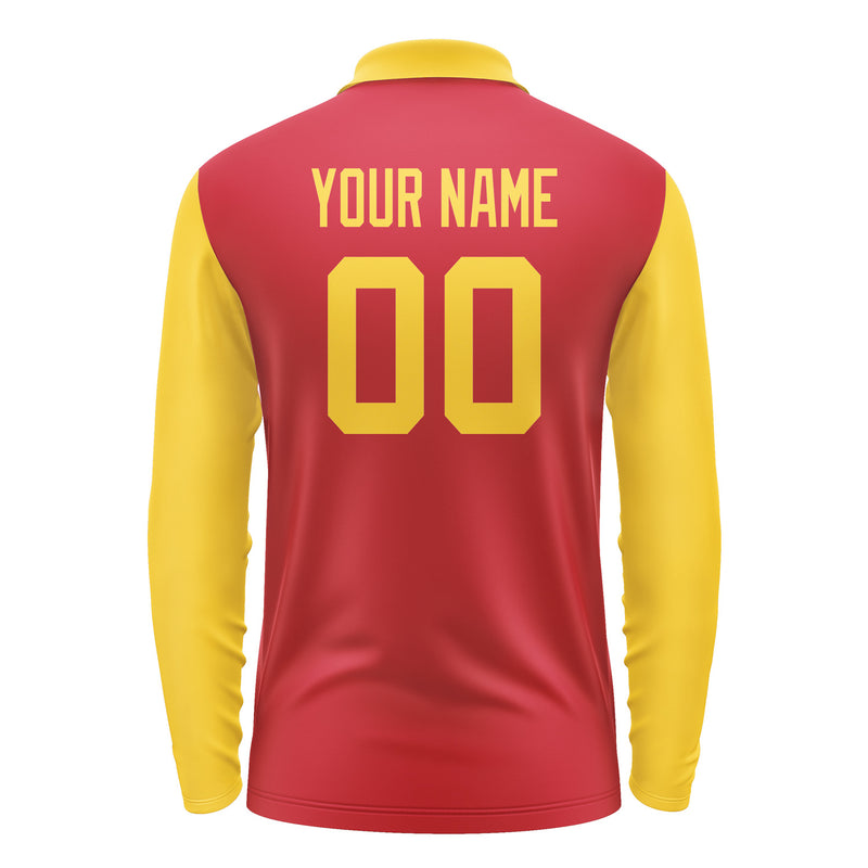 Custom Red Gold Long Sleeve Polo Shirt Pl143030B130