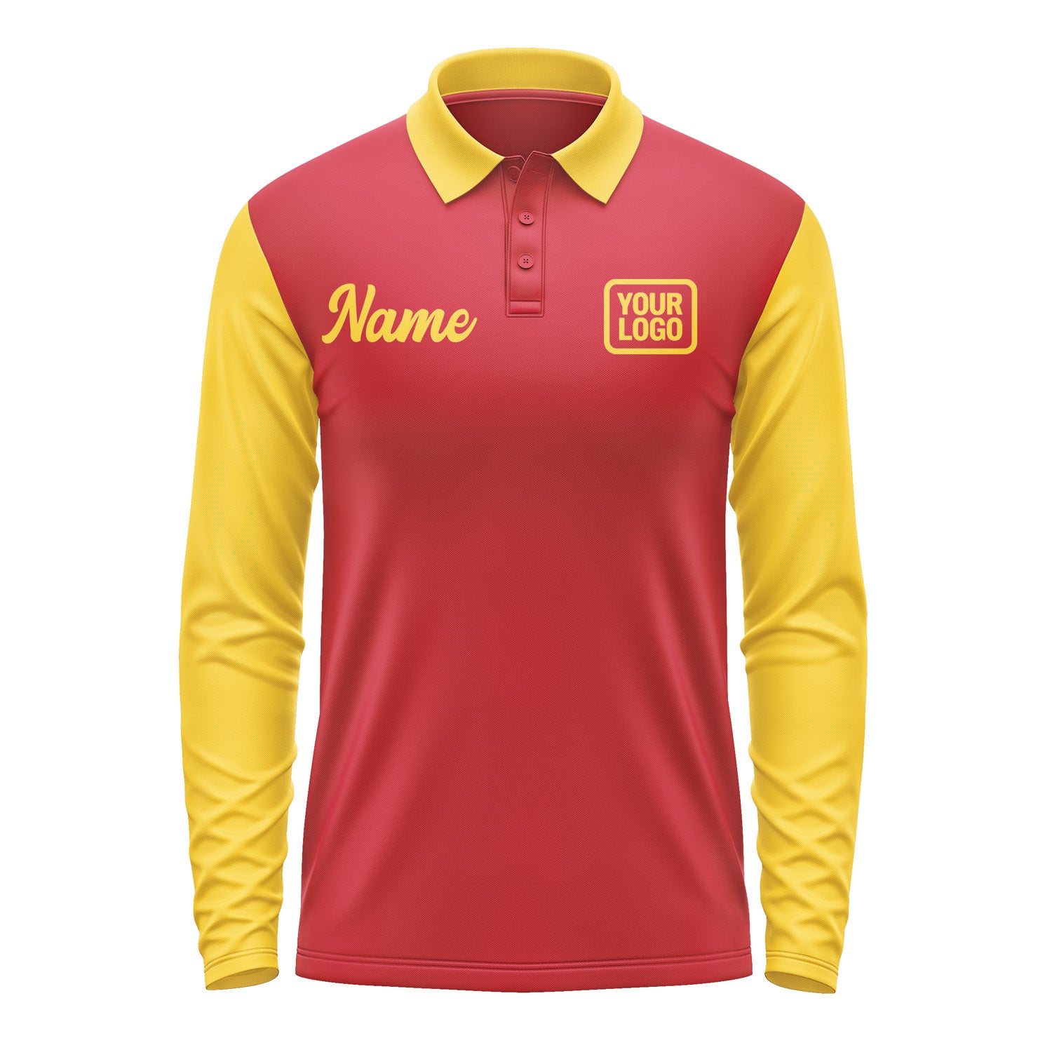 Custom Red Gold Long Sleeve Polo Shirt Pl143030B130