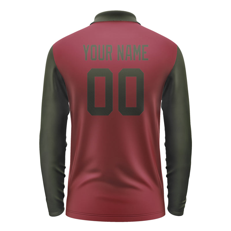 Custom Crimson Red Olive Long Sleeve Polo Shirt Pl150202B102