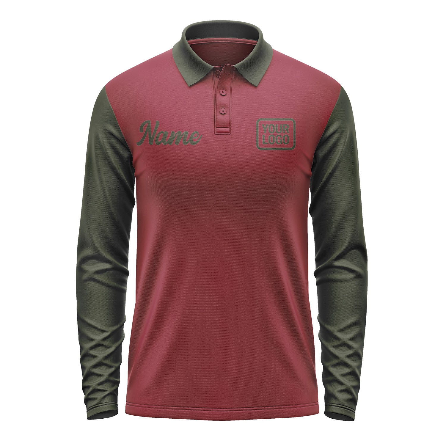 Custom Crimson Red Olive Long Sleeve Polo Shirt Pl150202B102