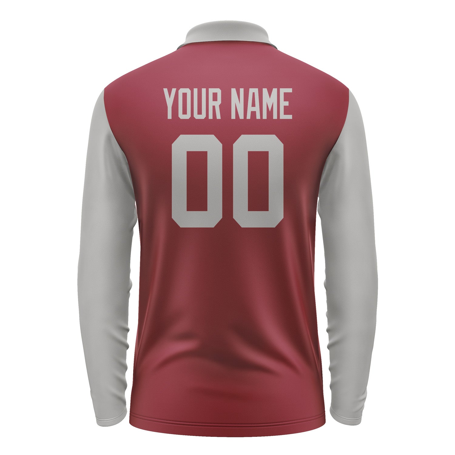 Custom Crimson Red Gray Long Sleeve Polo Shirt Pl150404B104
