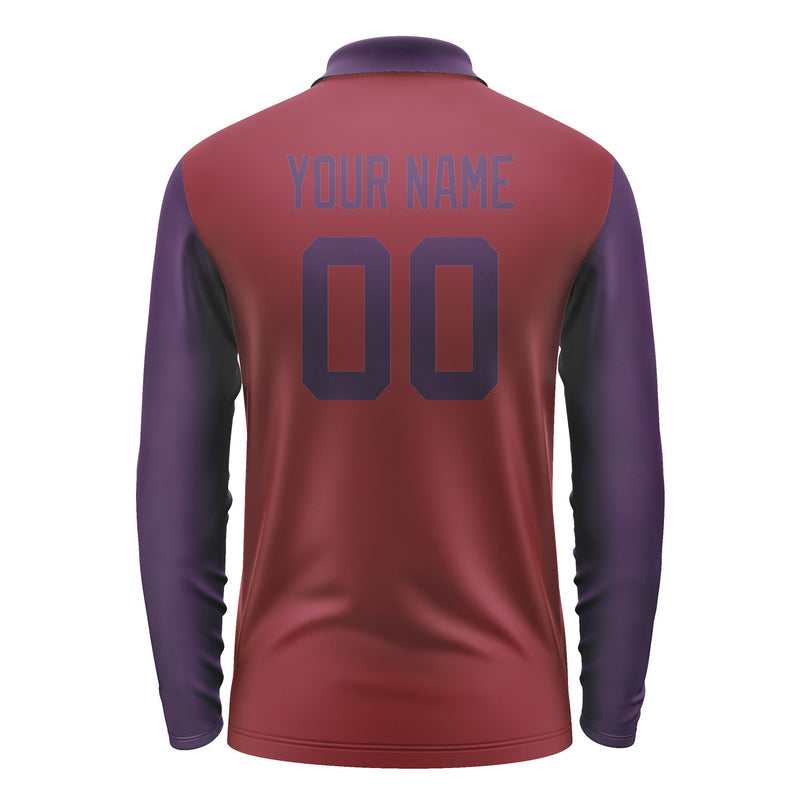 Custom Crimson Red Purple Long Sleeve Polo Shirt Pl150707B107