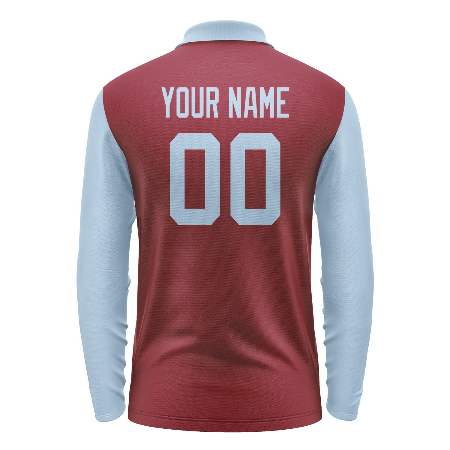 Custom Crimson Red Light Blue Long Sleeve Polo Shirt Pl150808B108