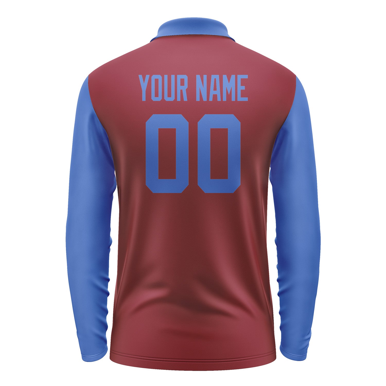 Custom Crimson Red Sky Blue Long Sleeve Polo Shirt Pl150909B109