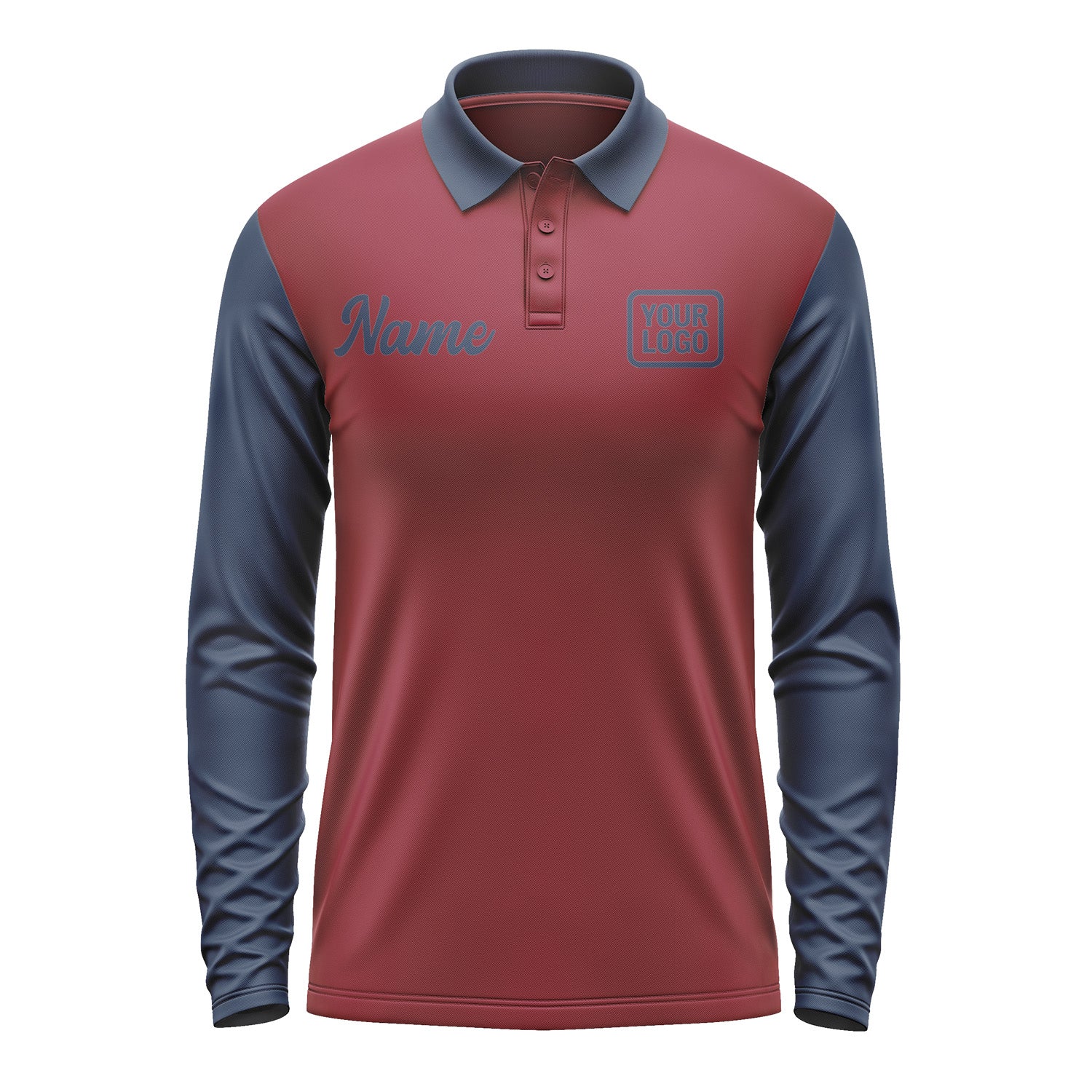 Custom Crimson Red Blue Long Sleeve Polo Shirt Pl151010B110