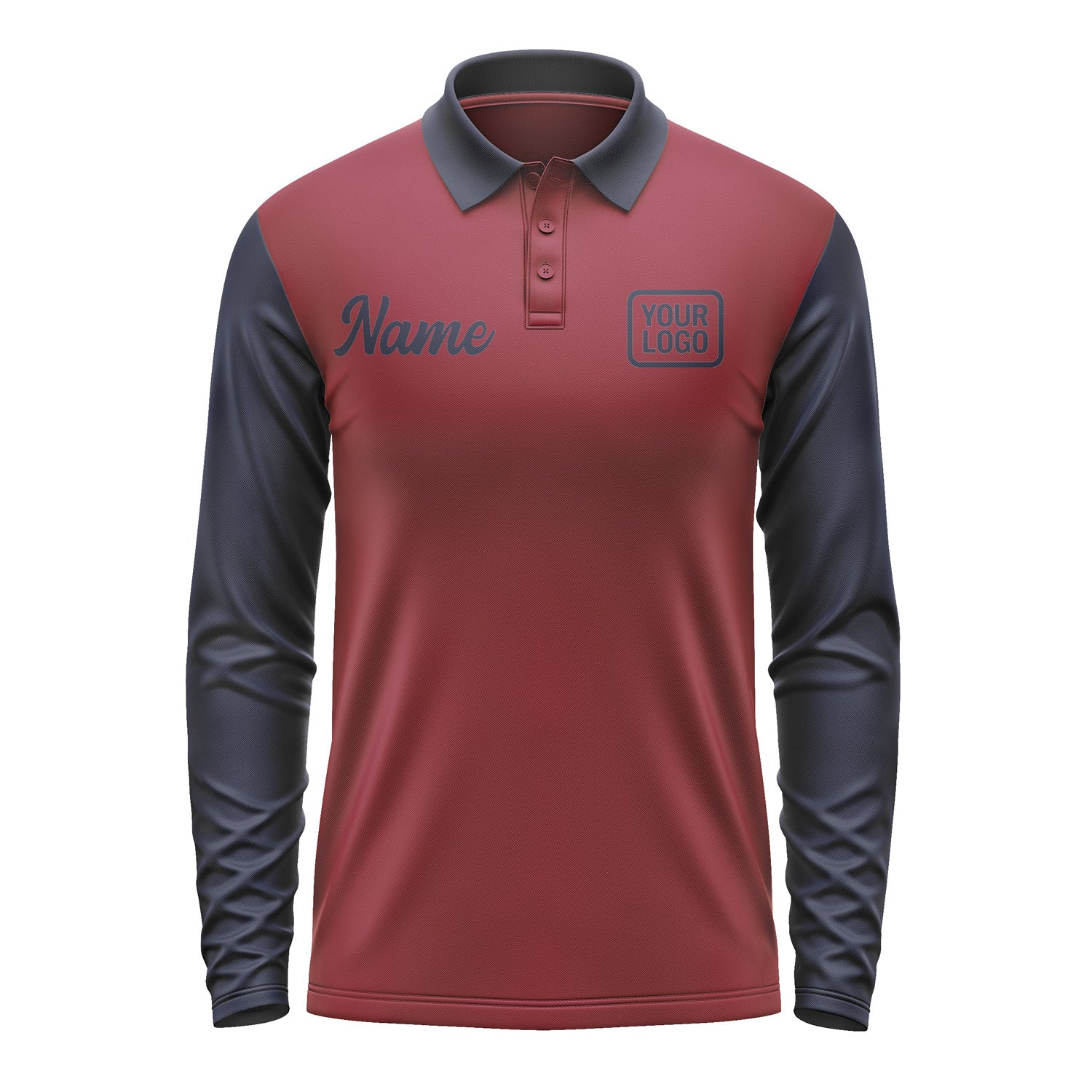 Custom Crimson Red Navy Long Sleeve Polo Shirt Pl151111B111