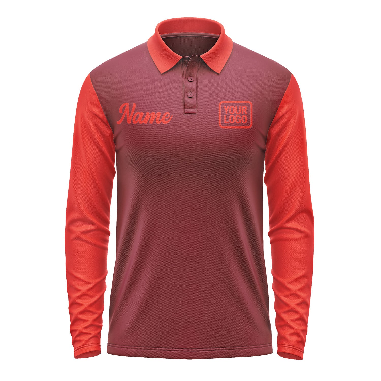 Custom Crimson Red Orange Red Long Sleeve Polo Shirt Pl151212B112
