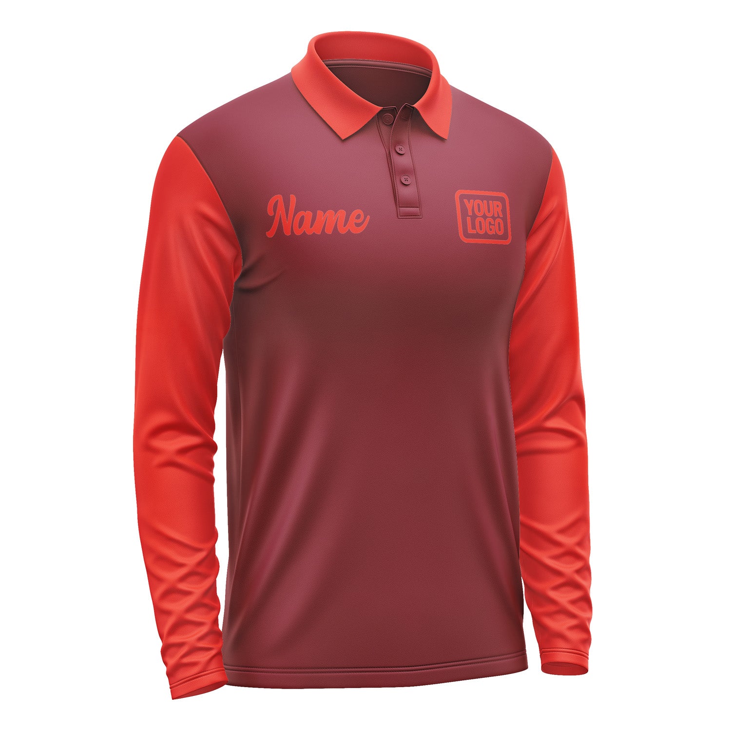 Custom Crimson Red Orange Red Long Sleeve Polo Shirt Pl151212B112