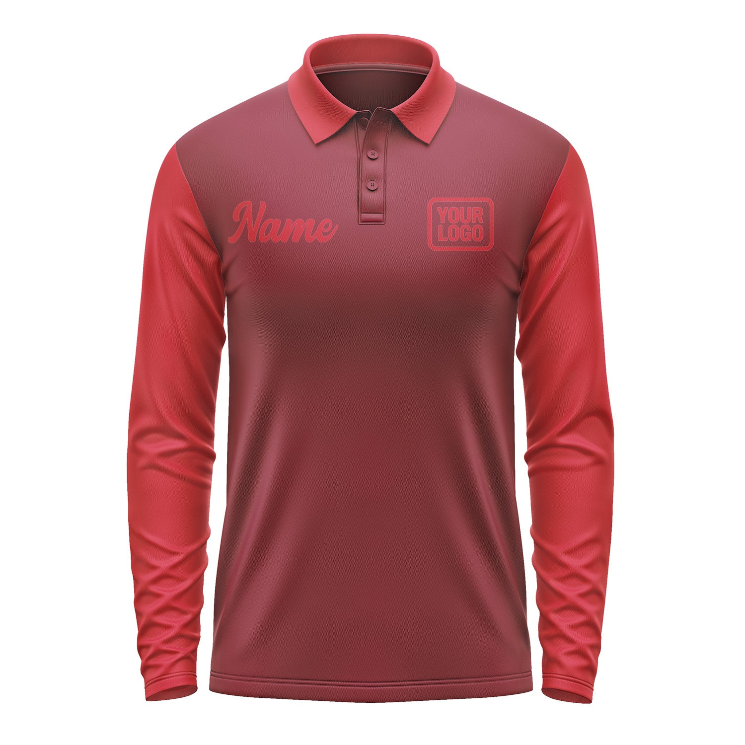 Custom Crimson Red Red Long Sleeve Polo Shirt Pl151414B114
