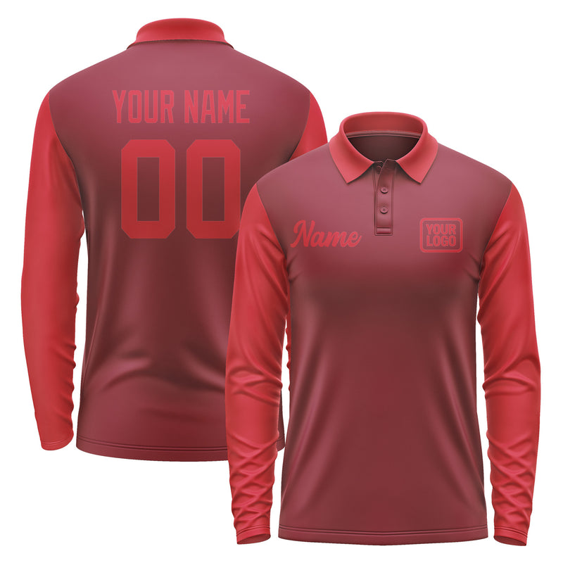 Custom Crimson Red Red Long Sleeve Polo Shirt Pl151414B114