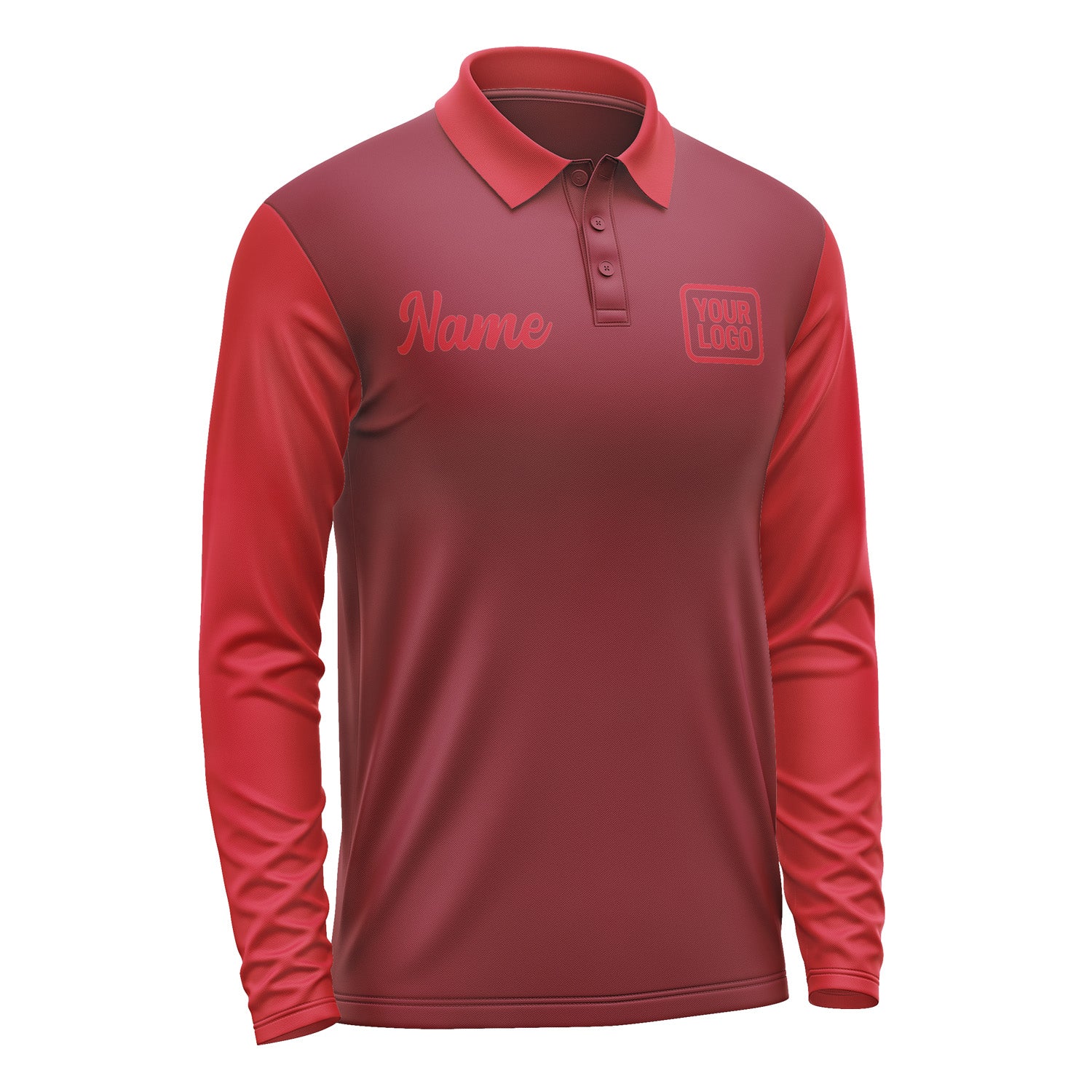 Custom Crimson Red Red Long Sleeve Polo Shirt Pl151414B114