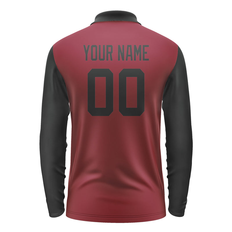 Custom Crimson Red Black Long Sleeve Polo Shirt Pl151717B117