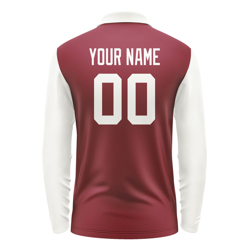 Custom Crimson Red White Long Sleeve Polo Shirt Pl151818B118