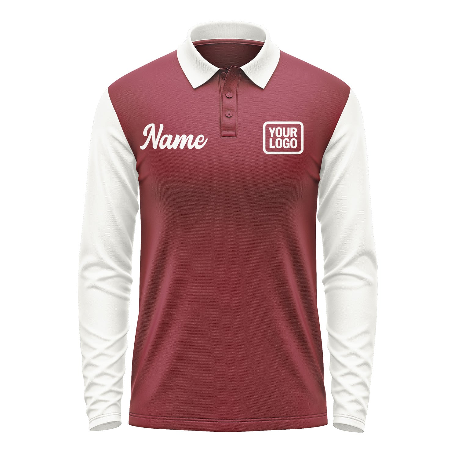 Custom Crimson Red White Long Sleeve Polo Shirt Pl151818B118