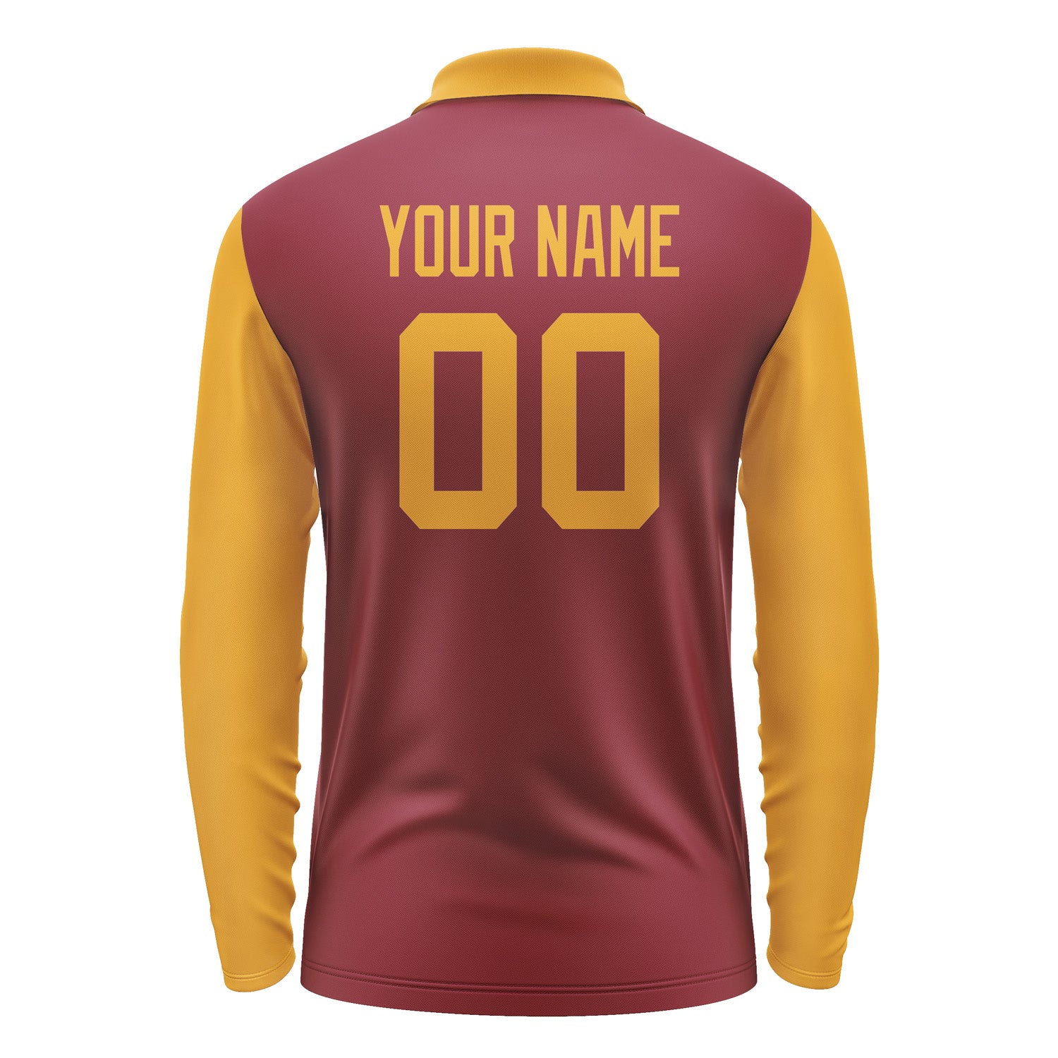 Custom Crimson Red Yellow Long Sleeve Polo Shirt Pl151919B119