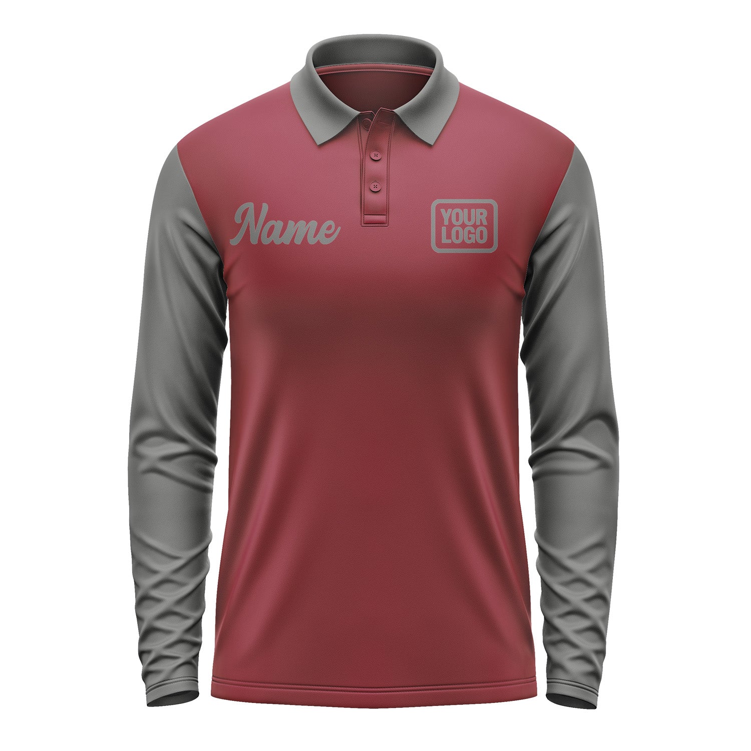 Custom Crimson Red Dark Grey Long Sleeve Polo Shirt Pl152020B120