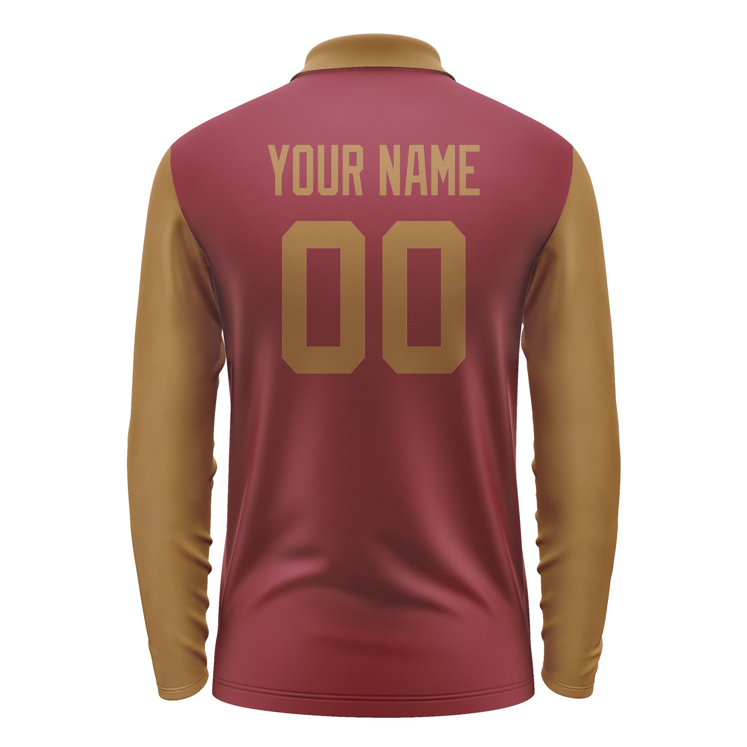 Custom Crimson Red Khaki Long Sleeve Polo Shirt Pl152222B122