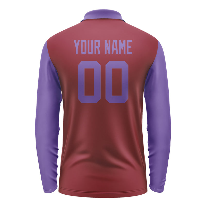 Custom Crimson Red Light Purple Long Sleeve Polo Shirt Pl152323B123