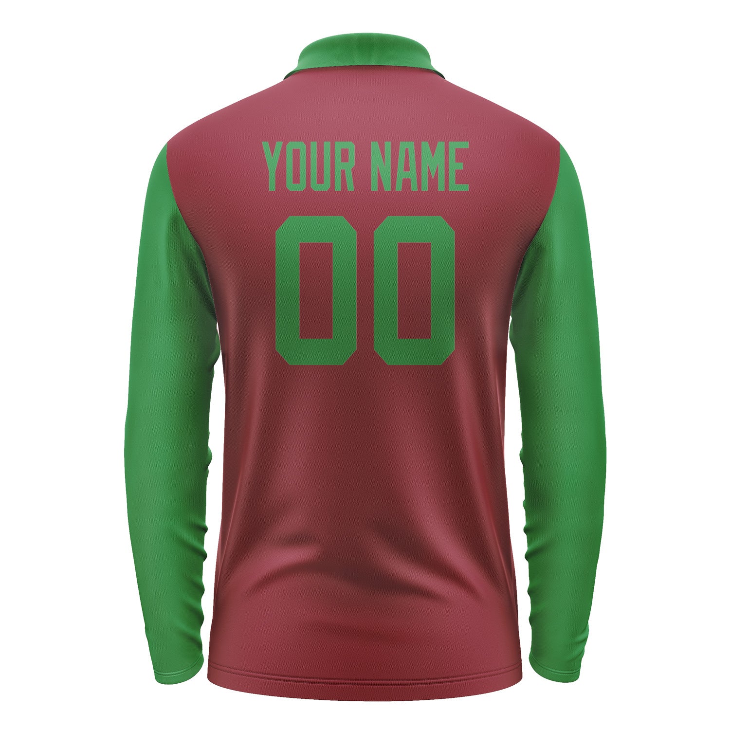 Custom Crimson Red Emerald Green Long Sleeve Polo Shirt Pl152424B124