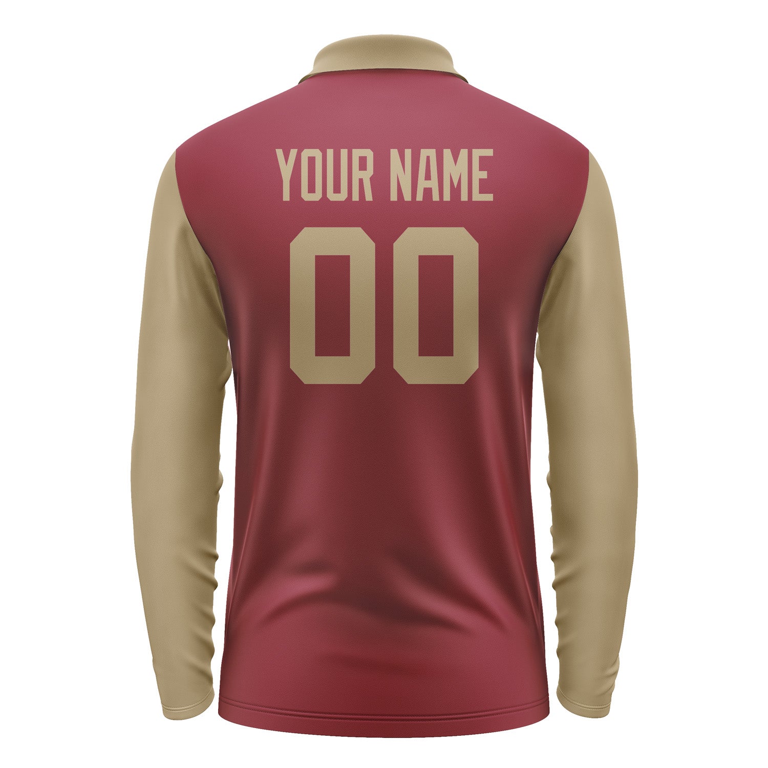 Custom Crimson Red Light Khaki Long Sleeve Polo Shirt Pl152525B125
