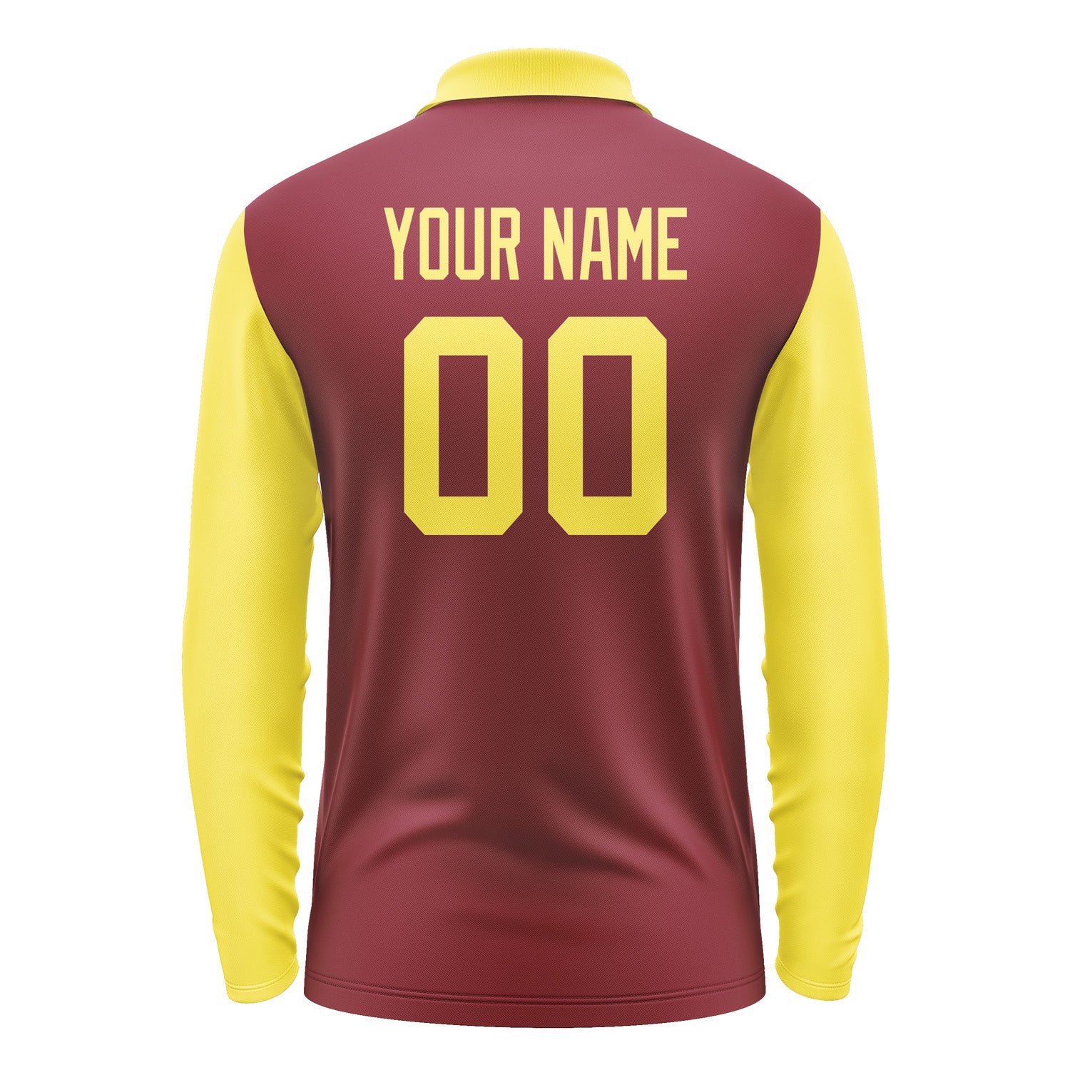Custom Crimson Red Light Yellow Long Sleeve Polo Shirt Pl152626B126