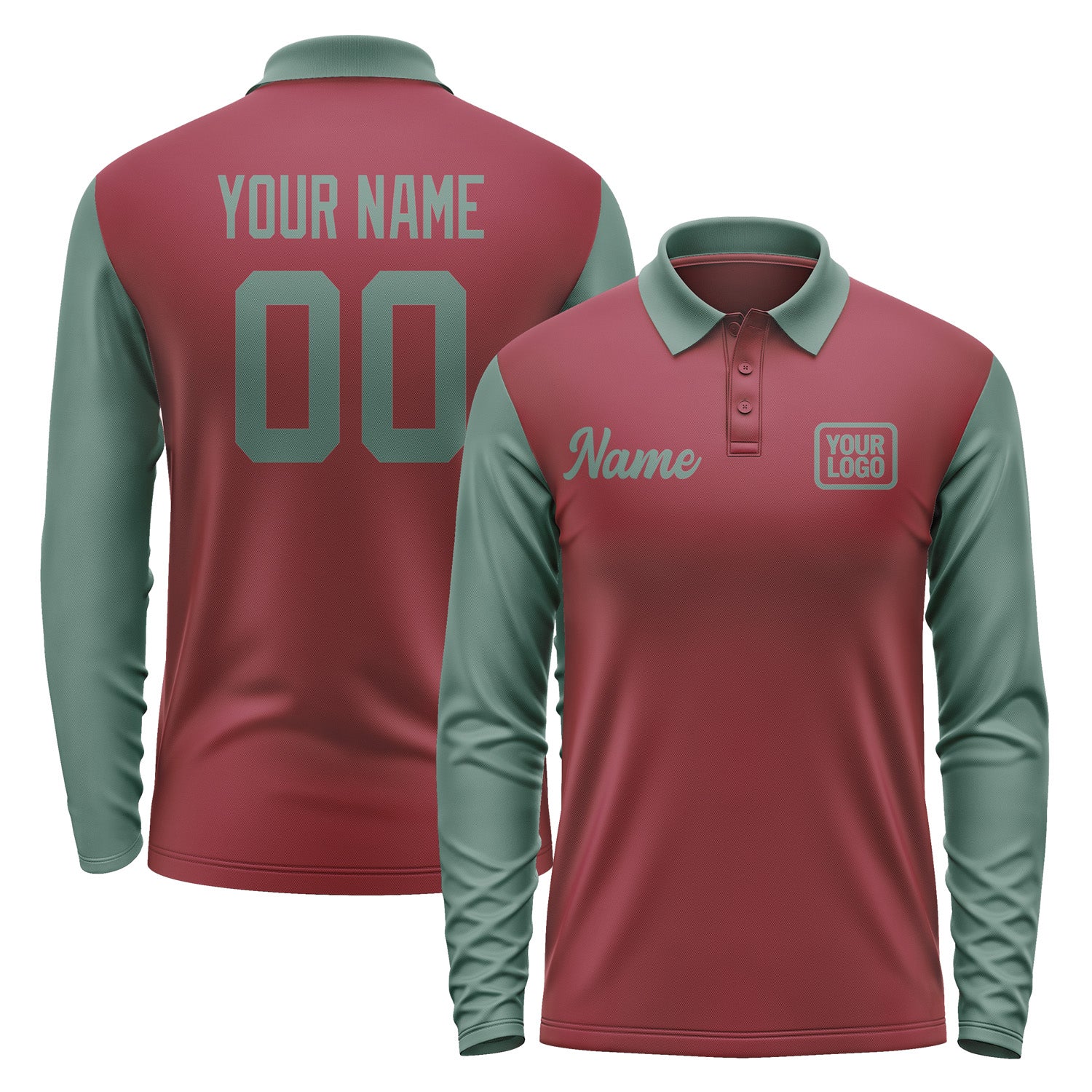 Custom Crimson Red Blue Green Long Sleeve Polo Shirt Pl152727B127