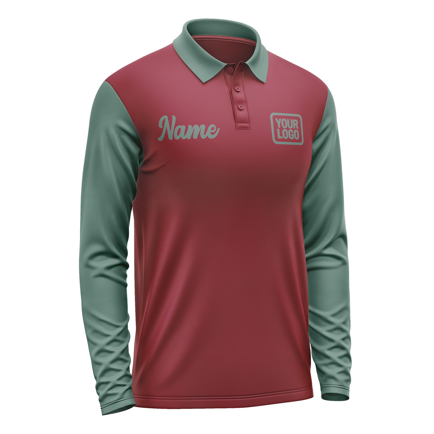 Custom Crimson Red Blue Green Long Sleeve Polo Shirt Pl152727B127