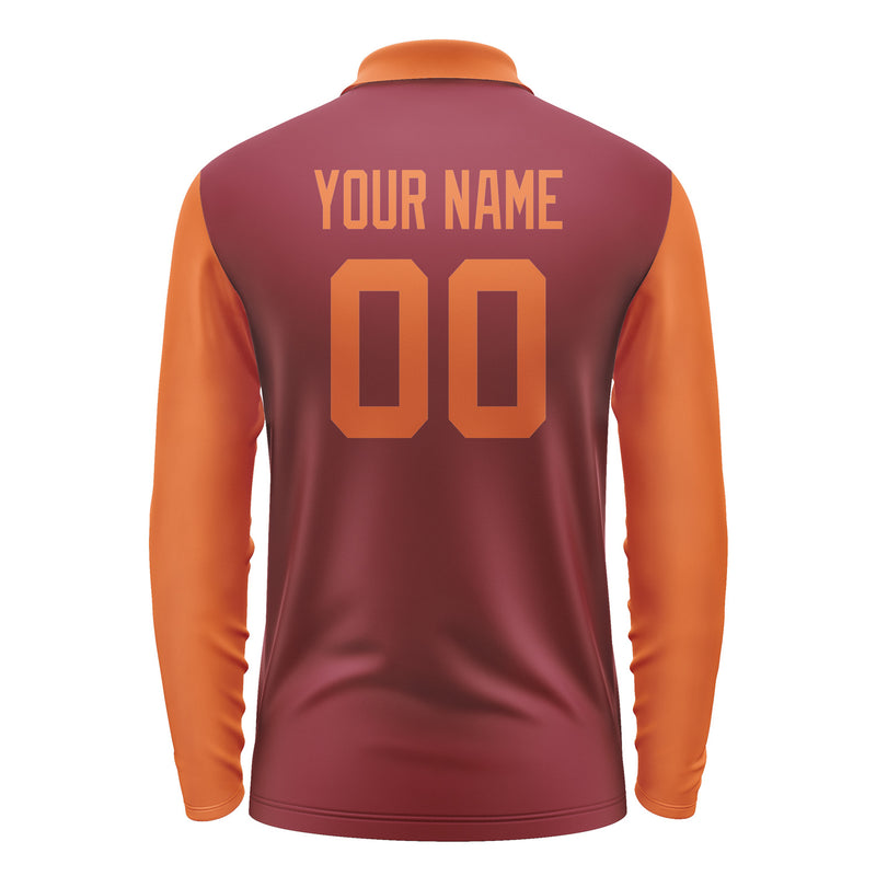 Custom Crimson Red Orange Long Sleeve Polo Shirt Pl152828B128