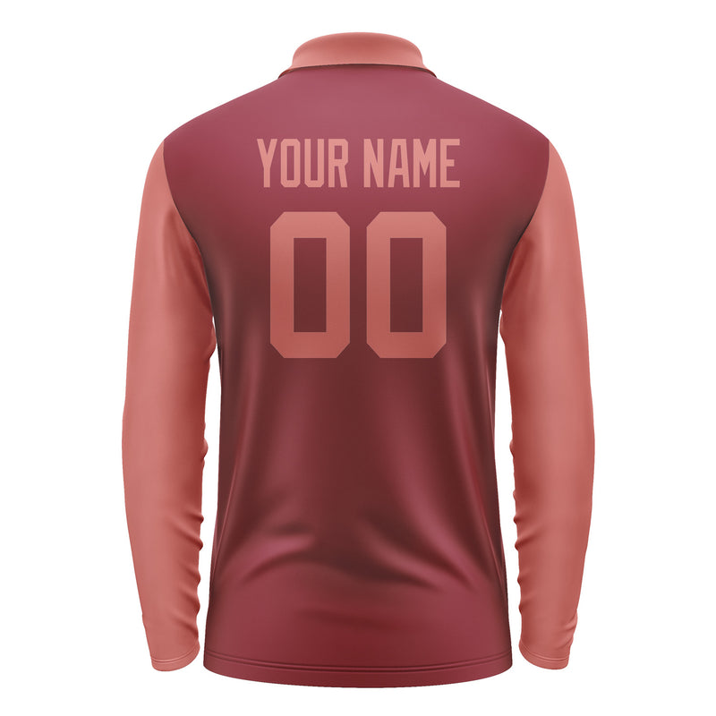 Custom Crimson Red Copper Rose Long Sleeve Polo Shirt Pl152929B129