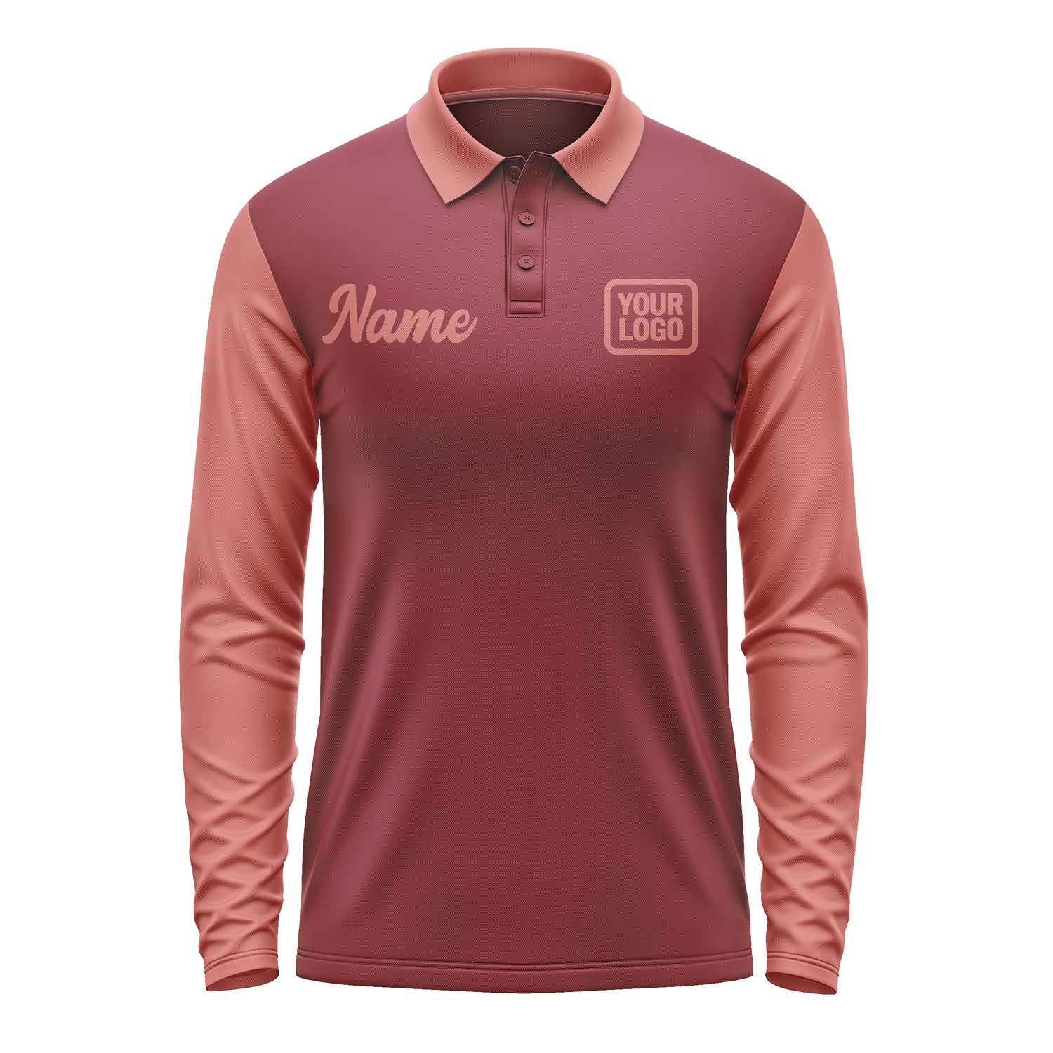 Custom Crimson Red Copper Rose Long Sleeve Polo Shirt Pl152929B129